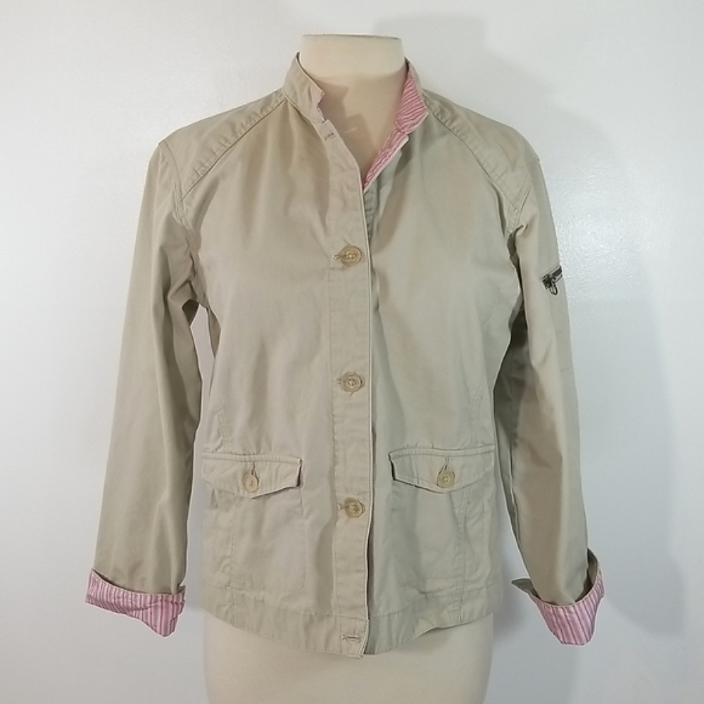 Columbia Women's Button Up Cotton Light Weight Tan Jacket size Medium
